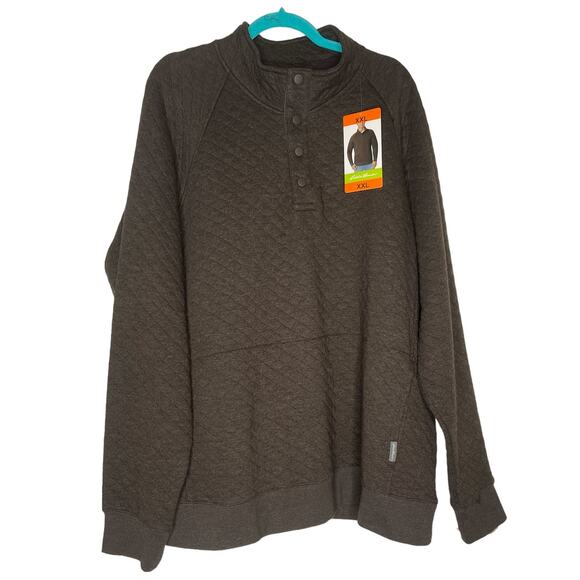 NEW Eddie Bauer Men's Quilted Quarter Snap in Brown Size XXL - Picture 1 of 6